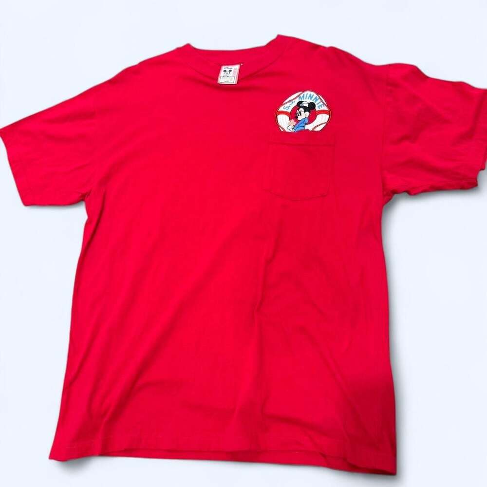 Disney Parks S.S. Minnie Mouse Embroidered Pocket T-Shirt Red